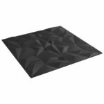 vidaXL Nástenné panely 12 pcs Čierna 50 x 50 cm XPS Pena