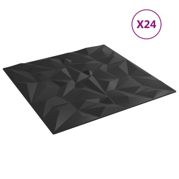 vidaXL Nástenné panely 24 pcs Čierna 50 x 50 cm XPS Pena – Obrázok 2