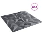 vidaXL Nástenné panely 12 pcs Amethyst Šedý 50 x 50 cm XPS Pena – Obrázok 2