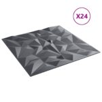 vidaXL Nástenné panely 24 pcs Amethyst Šedý 50 x 50 cm XPS Pena – Obrázok 2