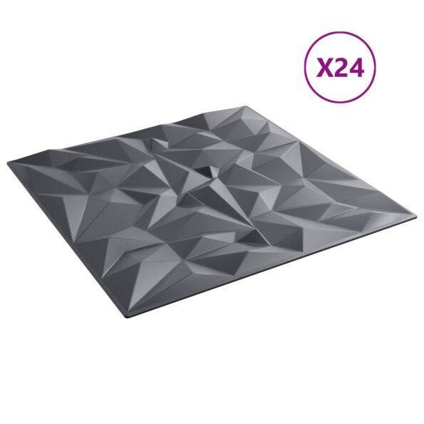 vidaXL Nástenné panely 24 pcs Amethyst Šedý 50 x 50 cm XPS Pena – Obrázok 2