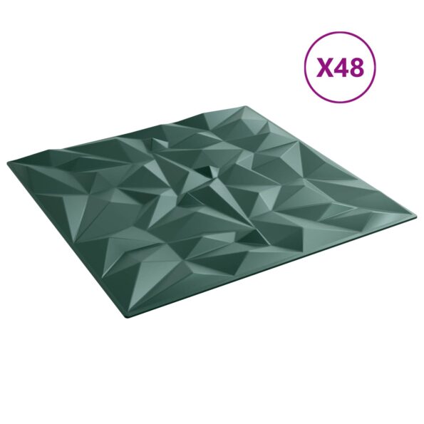 vidaXL Nástenné panely 48 pcs Amethyst Zelený 50 x 50 cm XPS Pena – Obrázok 2