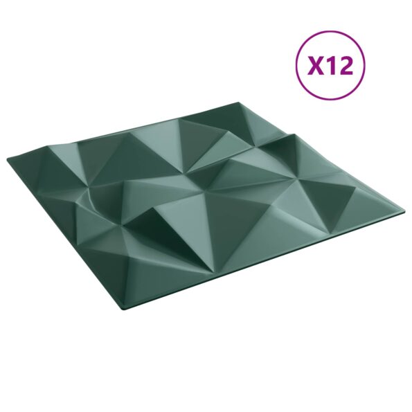 vidaXL Nástenné panely 12 pcs Diamond Zelený 50 x 50 cm XPS Pena – Obrázok 2