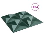 vidaXL Nástenné panely 24 pcs Origami Zelený 50 x 50 cm XPS Pena – Obrázok 2