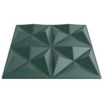 vidaXL Nástenné panely 24 pcs Origami Zelený 50 x 50 cm XPS Pena – Obrázok 3