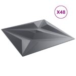 vidaXL Nástenné panely Hviezda 48 pcs Star Šedý 50 x 50 cm XPS Pena – Obrázok 2