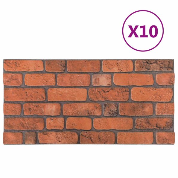vidaXL Nástenné panely 10 pcs Tehlová 100 x 50 cm EPS pena – Obrázok 2