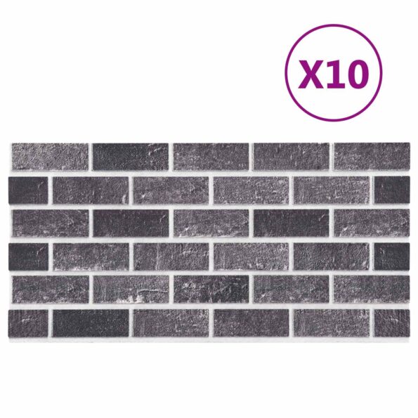 vidaXL Nástenné panely 10 pcs Čierna a Šedá 100 x 50 cm EPS pena – Obrázok 2