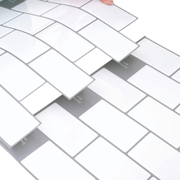 vidaXL Subway dlažba 20 pcs Biela šedá 30 x 30 cm Polyuretán a PET – Obrázok 7