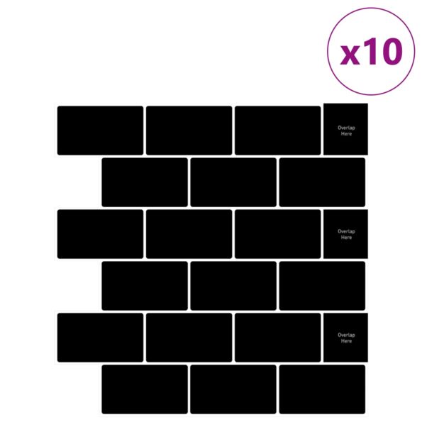 vidaXL Subway dlažba 10 pcs Čierna 30 x 30 cm Polyuretán a PET – Obrázok 2