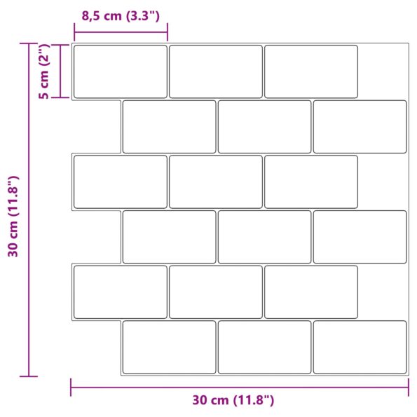 vidaXL Subway dlažba 20 pcs Čierna 30 x 30 cm Polyuretán a PET – Obrázok 10
