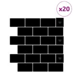 vidaXL Subway dlažba 20 pcs Čierna 30 x 30 cm Polyuretán a PET – Obrázok 2