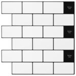 vidaXL Subway dlažba 10 pcs Biela čierna 30 x 30 cm Polyuretán a PET