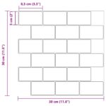 vidaXL Subway dlažba 10 pcs Biela čierna 30 x 30 cm Polyuretán a PET – Obrázok 10