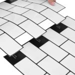 vidaXL Subway dlažba 10 pcs Biela čierna 30 x 30 cm Polyuretán a PET – Obrázok 7