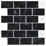 vidaXL Subway dlažba 10 pcs Čierny mramor 30 x 30 cm Polyuretán a PET