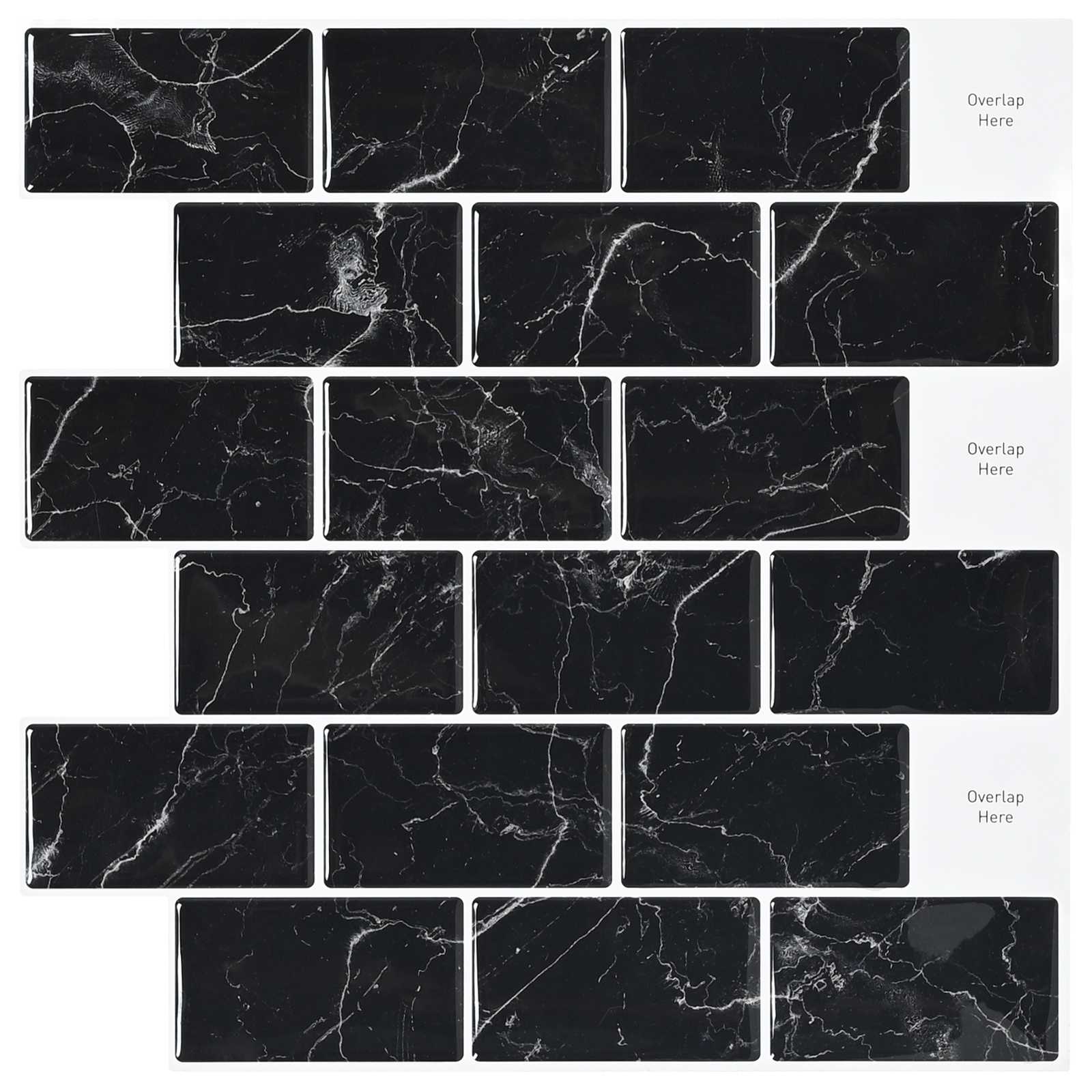 42046126_1.jpg vidaXL Subway dlažba 10 pcs Čierny mramor 30 x 30 cm Polyuretán a PET – Obrázok 1