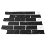 vidaXL Subway dlažba 10 pcs Čierny mramor 30 x 30 cm Polyuretán a PET – Obrázok 3