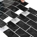 vidaXL Subway dlažba 10 pcs Čierny mramor 30 x 30 cm Polyuretán a PET – Obrázok 7