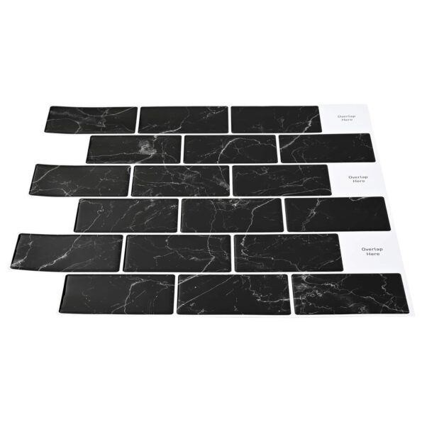 vidaXL Subway dlažba 20 pcs Čierny mramor 30 x 30 cm Polyuretán a PET – Obrázok 3