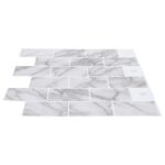 vidaXL Subway dlažba 20 pcs Biely mramor 30 x 30 cm Polyuretán a PET – Obrázok 3