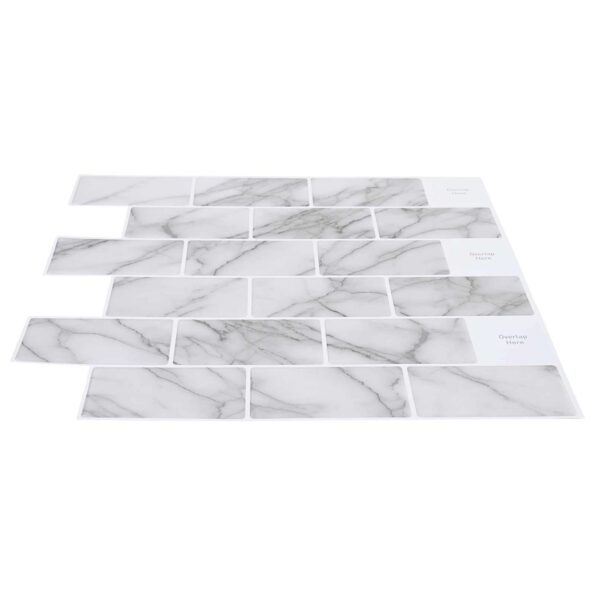 vidaXL Subway dlažba 20 pcs Biely mramor 30 x 30 cm Polyuretán a PET – Obrázok 3