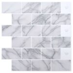vidaXL Subway dlažba 50 pcs Biely mramor 30 x 30 cm Polyuretán a PET