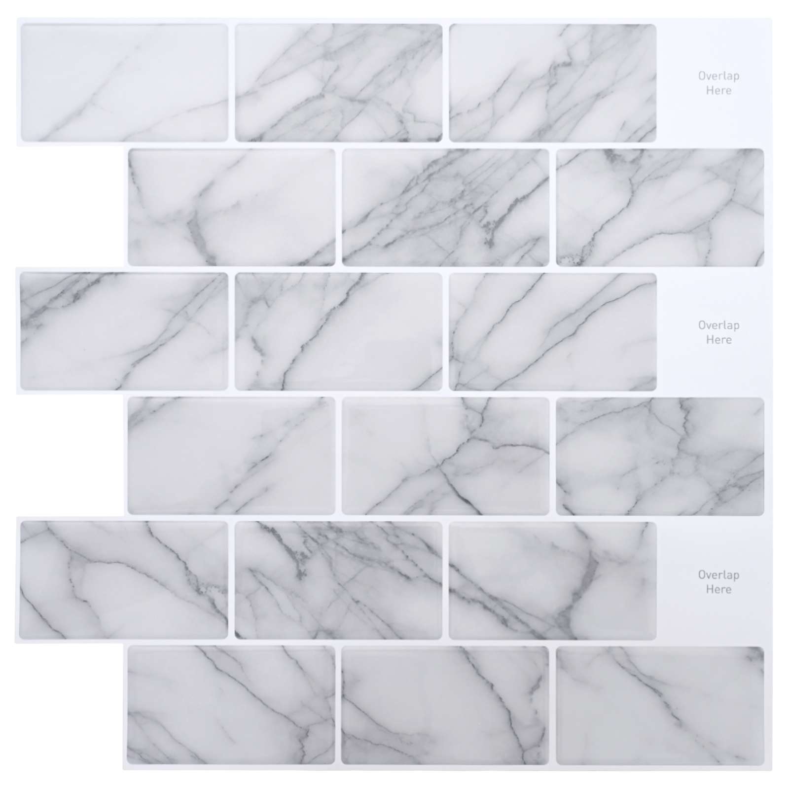 42046131_1.jpg vidaXL Subway dlažba 50 pcs Biely mramor 30 x 30 cm Polyuretán a PET – Obrázok 1