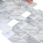 vidaXL Subway dlažba 50 pcs Biely mramor 30 x 30 cm Polyuretán a PET – Obrázok 7