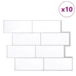 vidaXL Subway dlažba 10 pcs Biela šedá 29 x 21 cm Polyuretán a PET – Obrázok 2