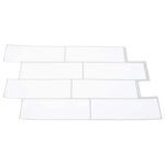 vidaXL Subway dlažba 50 pcs Biela šedá 29 x 21 cm Polyuretán a PET – Obrázok 3