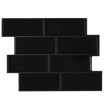 vidaXL Subway dlažba 50 pcs Čierna 29 x 21 cm Polyuretán a PET