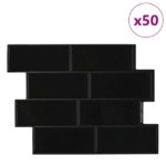 vidaXL Subway dlažba 50 pcs Čierna 29 x 21 cm Polyuretán a PET – Obrázok 2