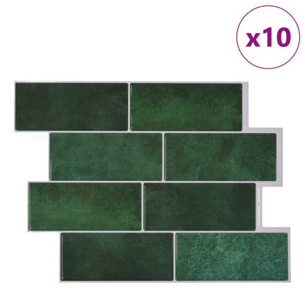 vidaXL Subway dlažba 10 pcs Tmavozelená 29 x 21 cm Polyuretán a PET – Obrázok 2