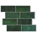 vidaXL Subway dlažba 50 pcs Tmavozelená 29 x 21 cm Polyuretán a PET