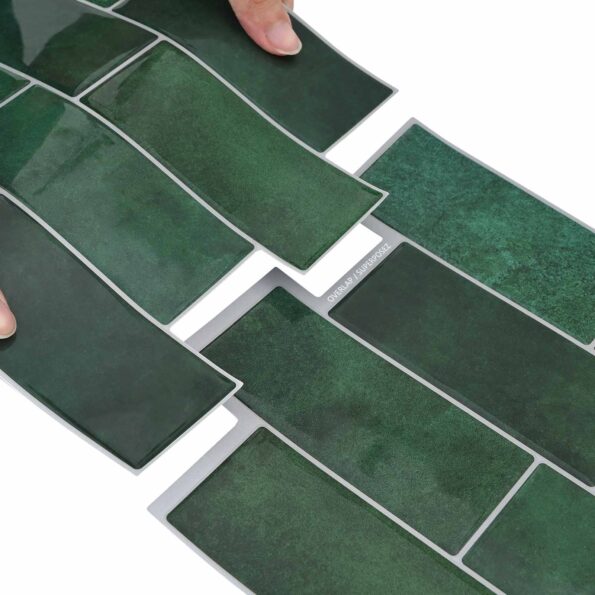vidaXL Subway dlažba 50 pcs Tmavozelená 29 x 21 cm Polyuretán a PET – Obrázok 7
