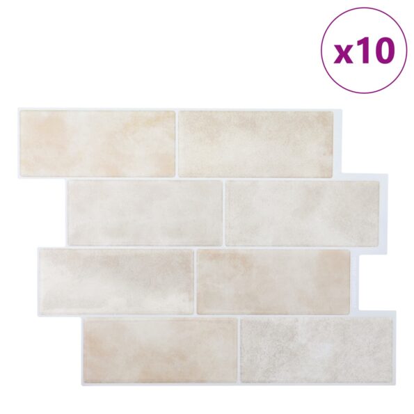 vidaXL Subway dlažba 10 pcs Béžový mramor 29 x 21 cm Polyuretán a PET – Obrázok 2