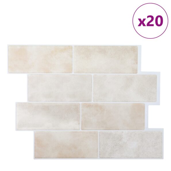 vidaXL Subway dlažba 20 pcs Béžový mramor 29 x 21 cm Polyuretán a PET – Obrázok 2