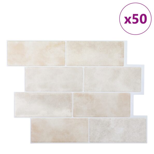vidaXL Subway dlažba 50 pcs Béžový mramor 29 x 21 cm Polyuretán a PET – Obrázok 2