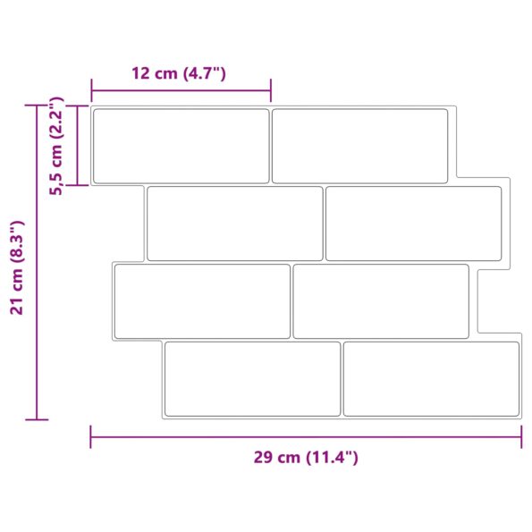 vidaXL Subway dlažba 20 pcs Šedá zelená 29 x 21 cm Polyuretán a PET – Obrázok 10