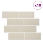 vidaXL Subway dlažba 10 pcs Béžová 29 x 21 cm Polyuretán a PET – Obrázok 2