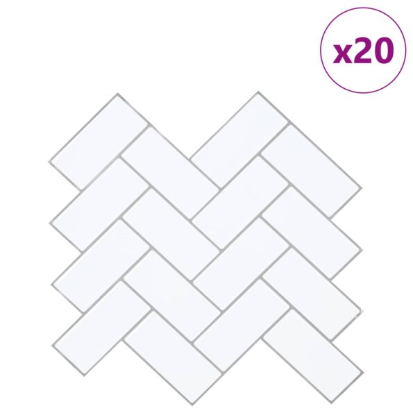 vidaXL Dlaždica herringbone 20 pcs Biela šedá 30 x 30 cm – Obrázok 2