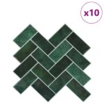 vidaXL Dlaždica herringbone 10 pcs Tmavozelená 30 x 30 cm – Obrázok 2
