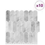vidaXL Dlaždica s perím 10 pcs Šedý mramor 30 x 30 cm Polyuretán a PET – Obrázok 2