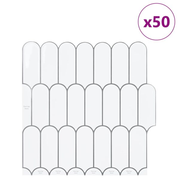 vidaXL Dlaždica s perím 50 pcs Biela šedá 30 x 30 cm Polyuretán a PET – Obrázok 2