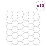 vidaXL Hexagónová dlažba 10 pcs Biela šedá 30 x 30 cm Polyuretán a PET – Obrázok 2