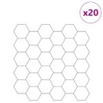 vidaXL Hexagónová dlažba 20 pcs Biela šedá 30 x 30 cm Polyuretán a PET – Obrázok 2