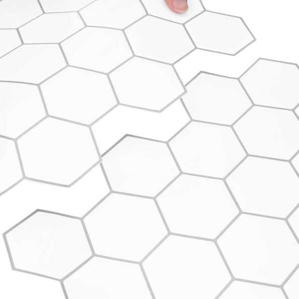 vidaXL Hexagónová dlažba 20 pcs Biela šedá 30 x 30 cm Polyuretán a PET – Obrázok 7