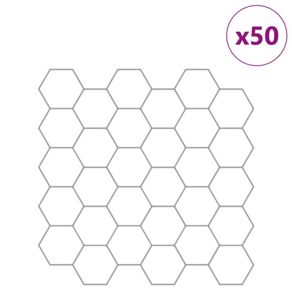 vidaXL Hexagónová dlažba 50 pcs Biela šedá 30 x 30 cm Polyuretán a PET – Obrázok 2