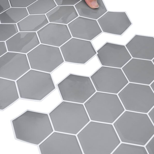 vidaXL Hexagónová dlažba 10 pcs Sivá 30 x 30 cm Polyuretán a PET – Obrázok 7